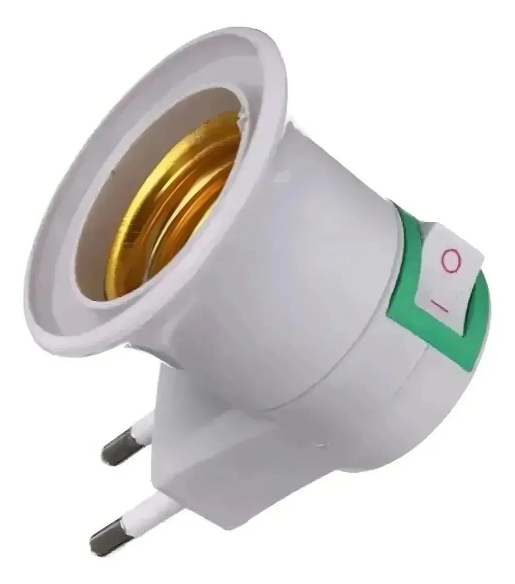20x Adaptador Bocal Soquete E27 Cachimbo Liga E Desliga Branco