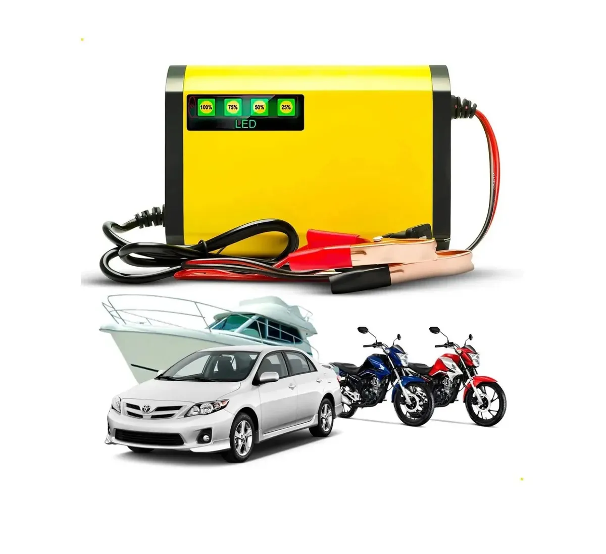 Carregador De Bateria Automotiva Inteligente 12v Portátil Bivolt 110/220v