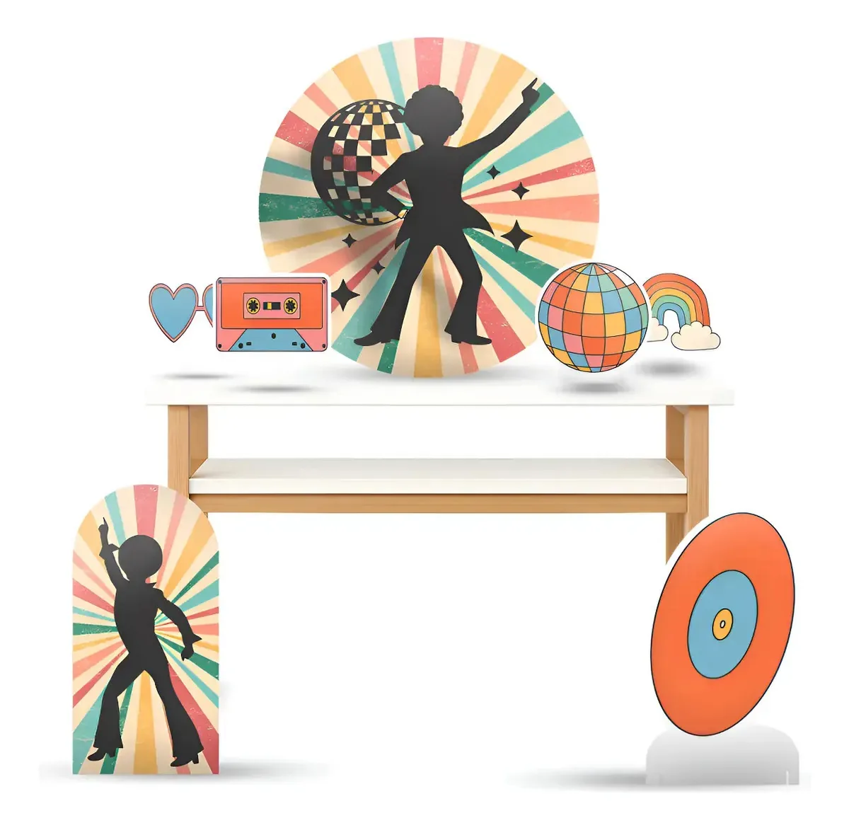 Kit Festa Anos 70 Cenário Aniversário Painel 50cm
