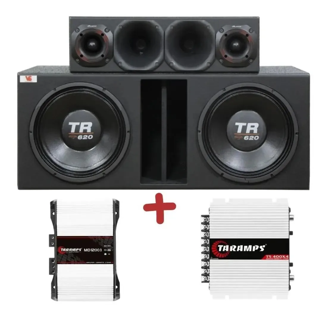 Caixa Trio 12'' Triton Tr620 + Corneteira + Módulo Taramps