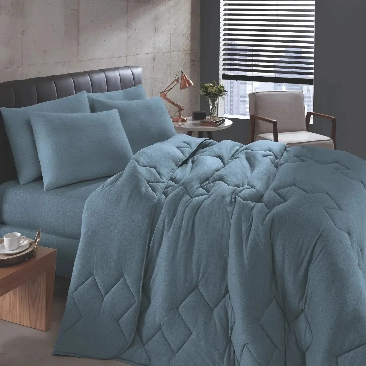 Edredom De Malha King Mercado Livre Basics Azul