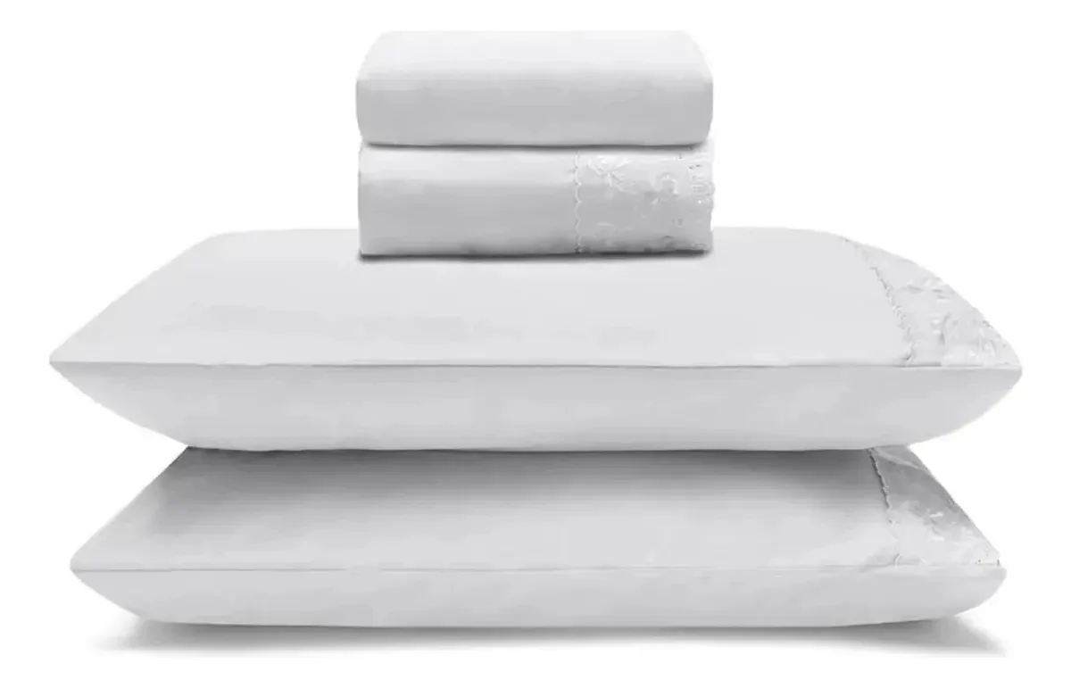 Jogo Cama King Buettner Renda Naira Branco Branco Naira