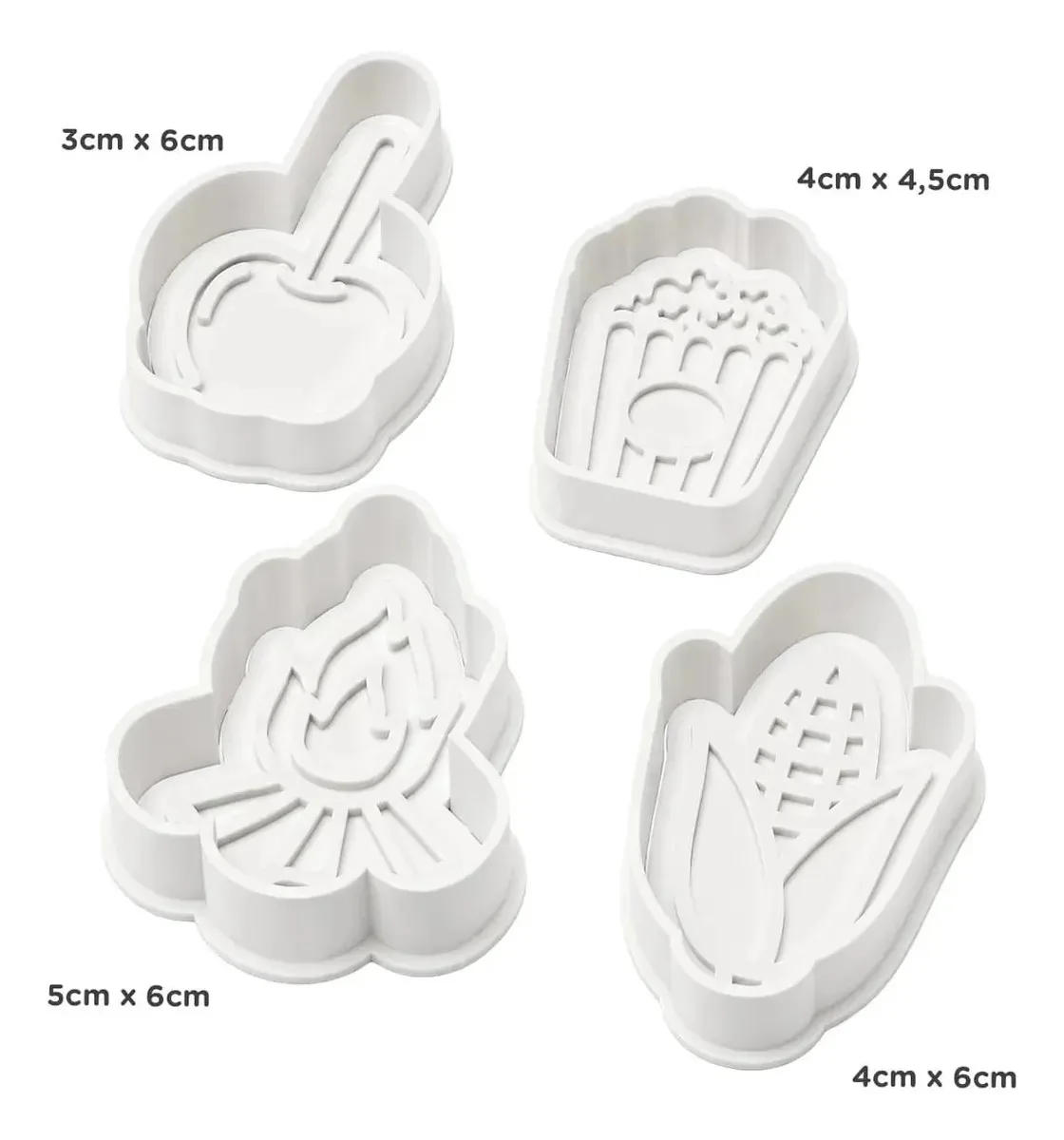 Kit 04 Cortadores De Biscoito Tema Junino Branco