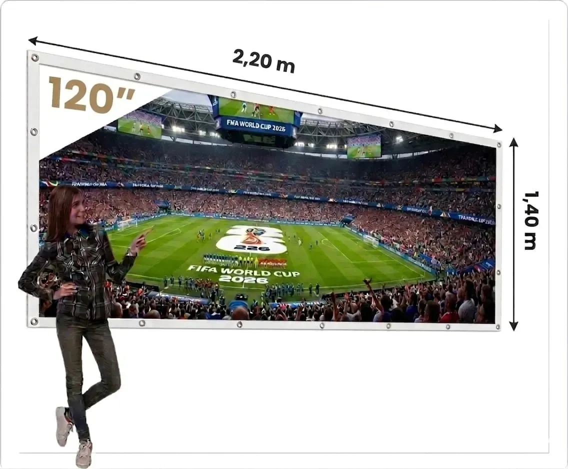 Telão de Projeção ESTORY 120" Branca Full HD 4K para Cinema e Empresas