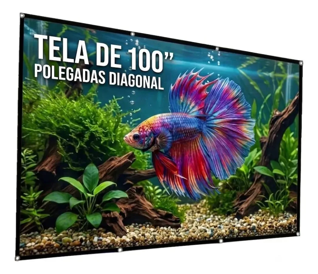 Tela de Projeção Techlumens Estory 100" Full HD e 4K, para Cinema e Área Externa