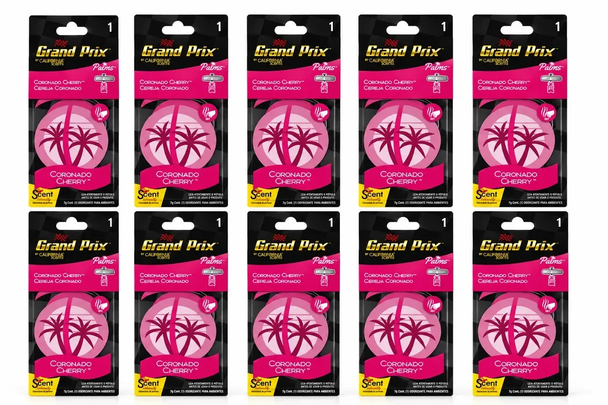 10 Aromatizantes Automotivo Grand Prix Palms Cereja Original California Scents Cheirinho Carro