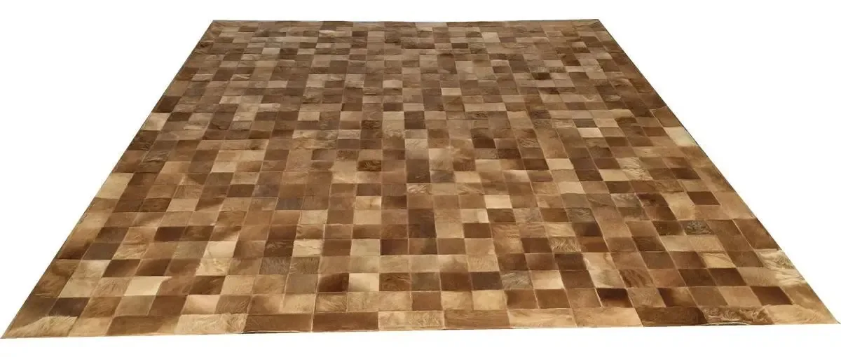 Tapete De Couro Bege 2,50x3,00 Com Bordas Peça 10x10cm