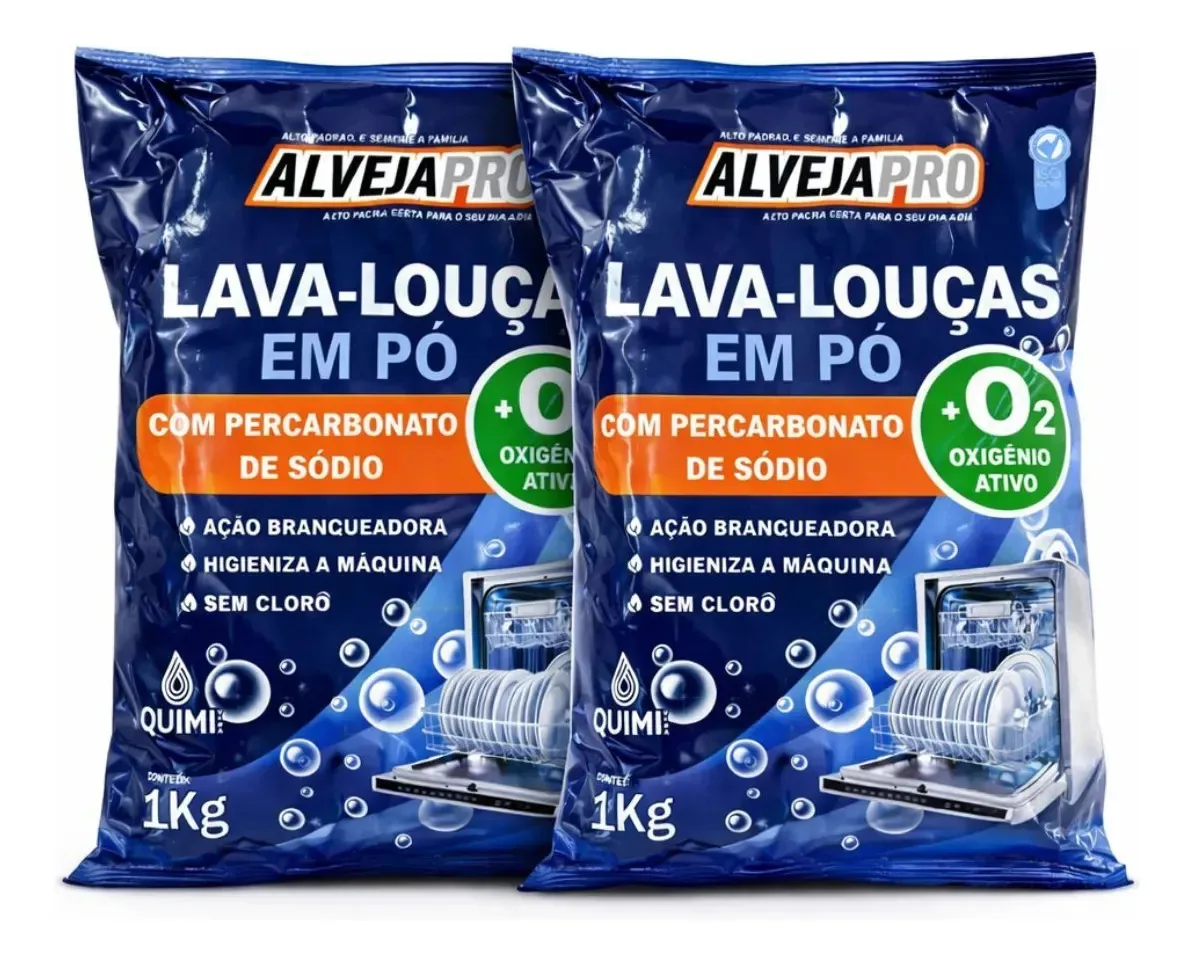 Kit 2 Lava Louças Em Pó Refil Limpa Maquinas Da Brilho 1kg