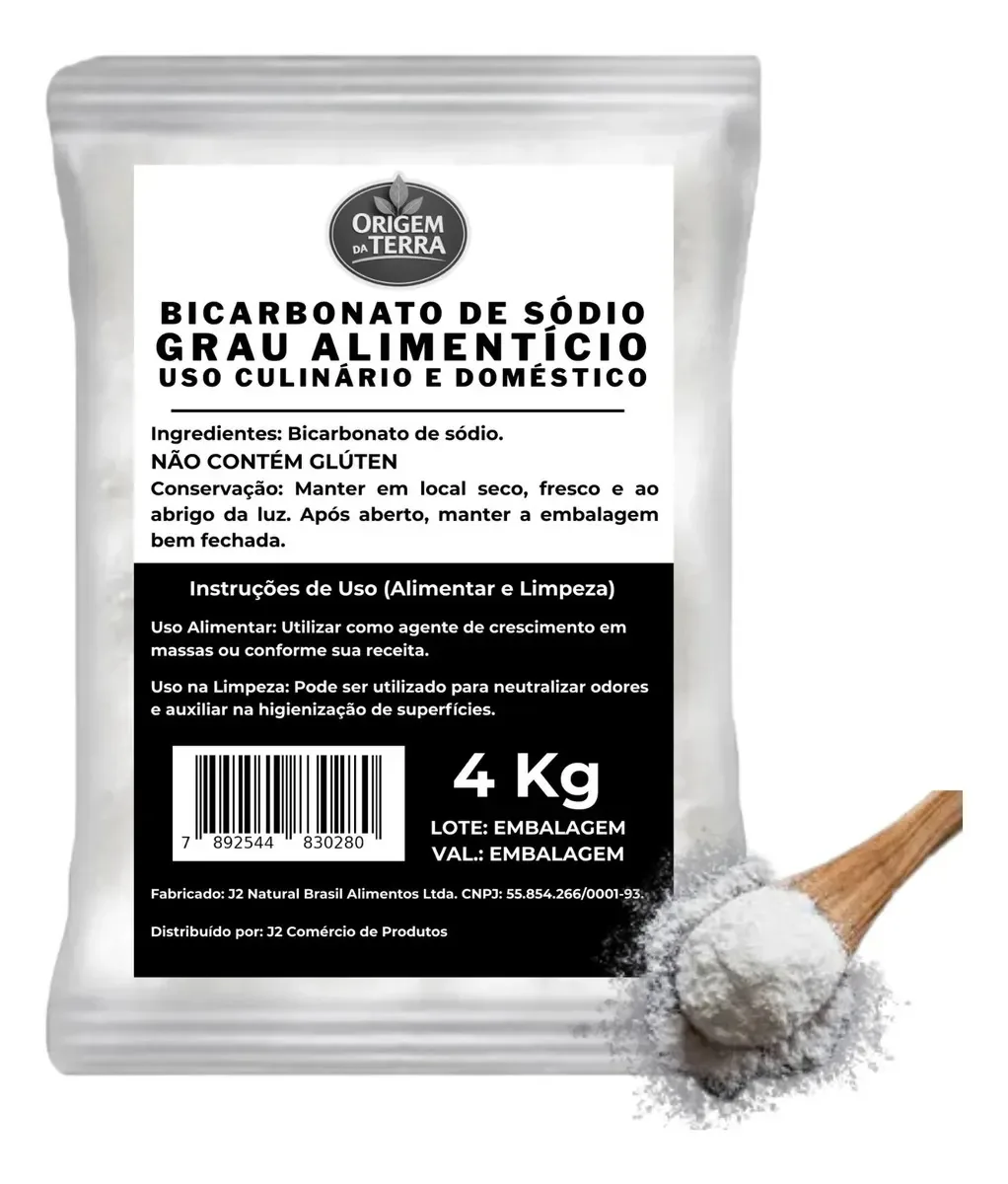 Bicarbonato De Sódio 4 Kg Extra Fino - Grau Alimenticio - Uso Culinario e Domestico