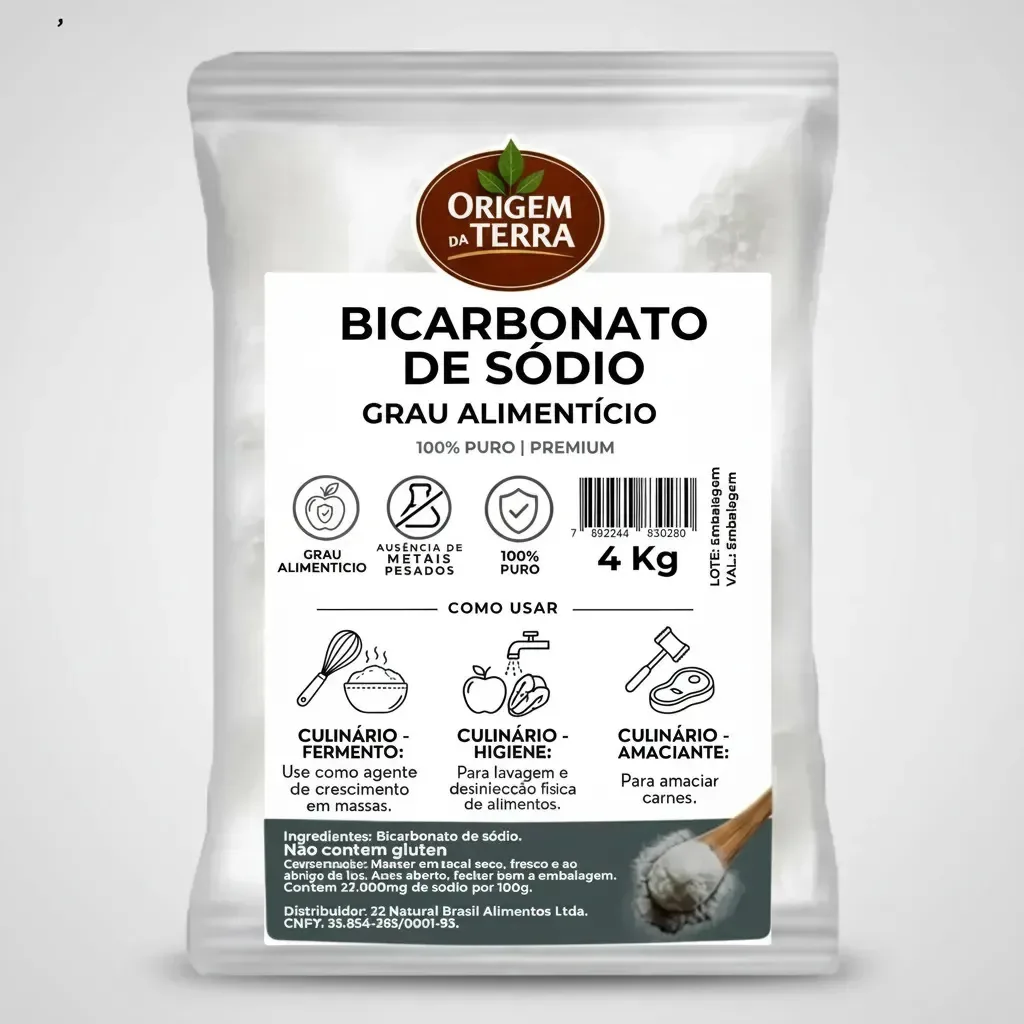 Bicarbonato Sodio 4 Kg Puro Origem Da Terra - Uso Alimentar
