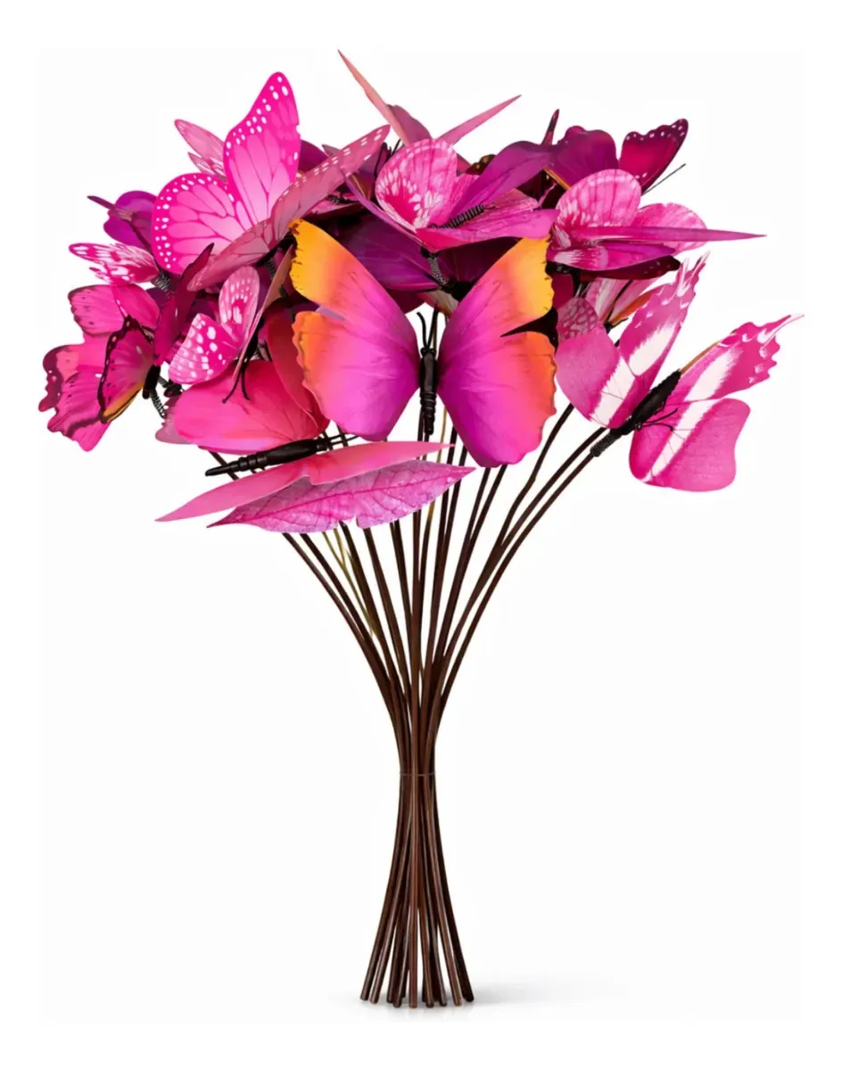 Borboletas Decorativas Grandes Com Haste Casa Jardim Enfeite Rosa Borboletas Hastes