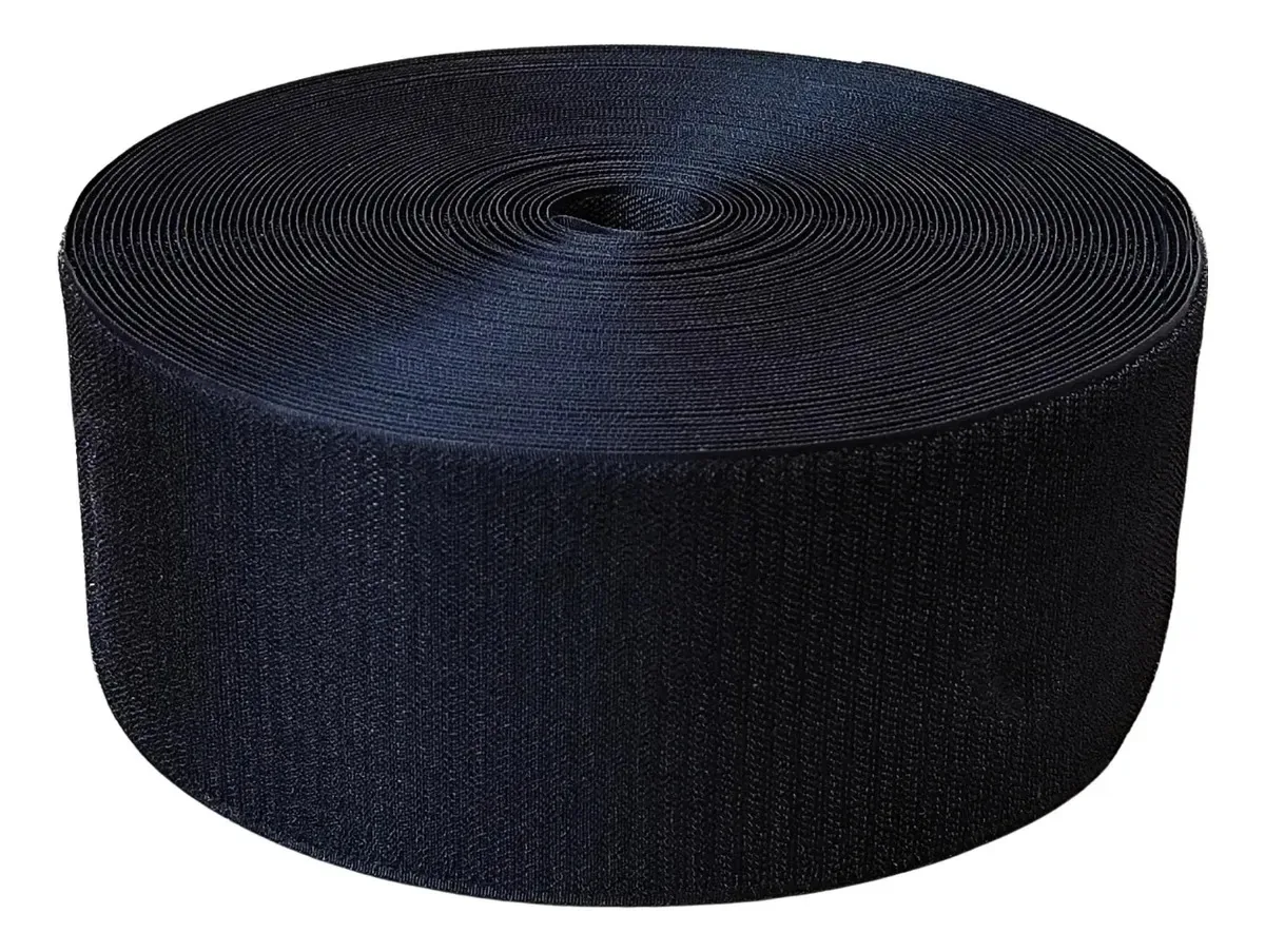 Fecho De Contato Macho 100mm Com 25 Metros Lado Áspero Preto