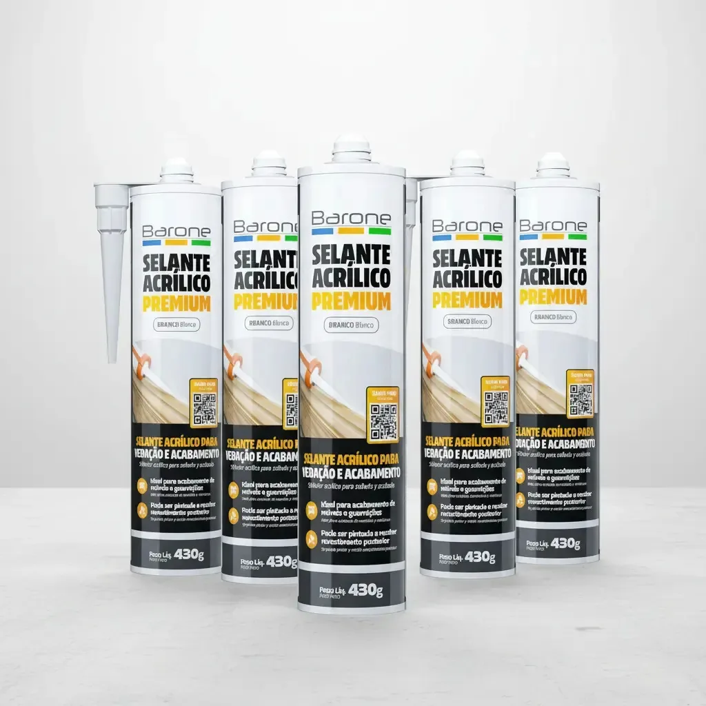 Kit 5 Selantes Acrílico Branco Vedação Premium 430g Barone