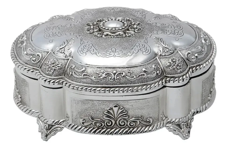 Porta Joias Zamac Prateado - 20x16x9cm 22241 Prateado