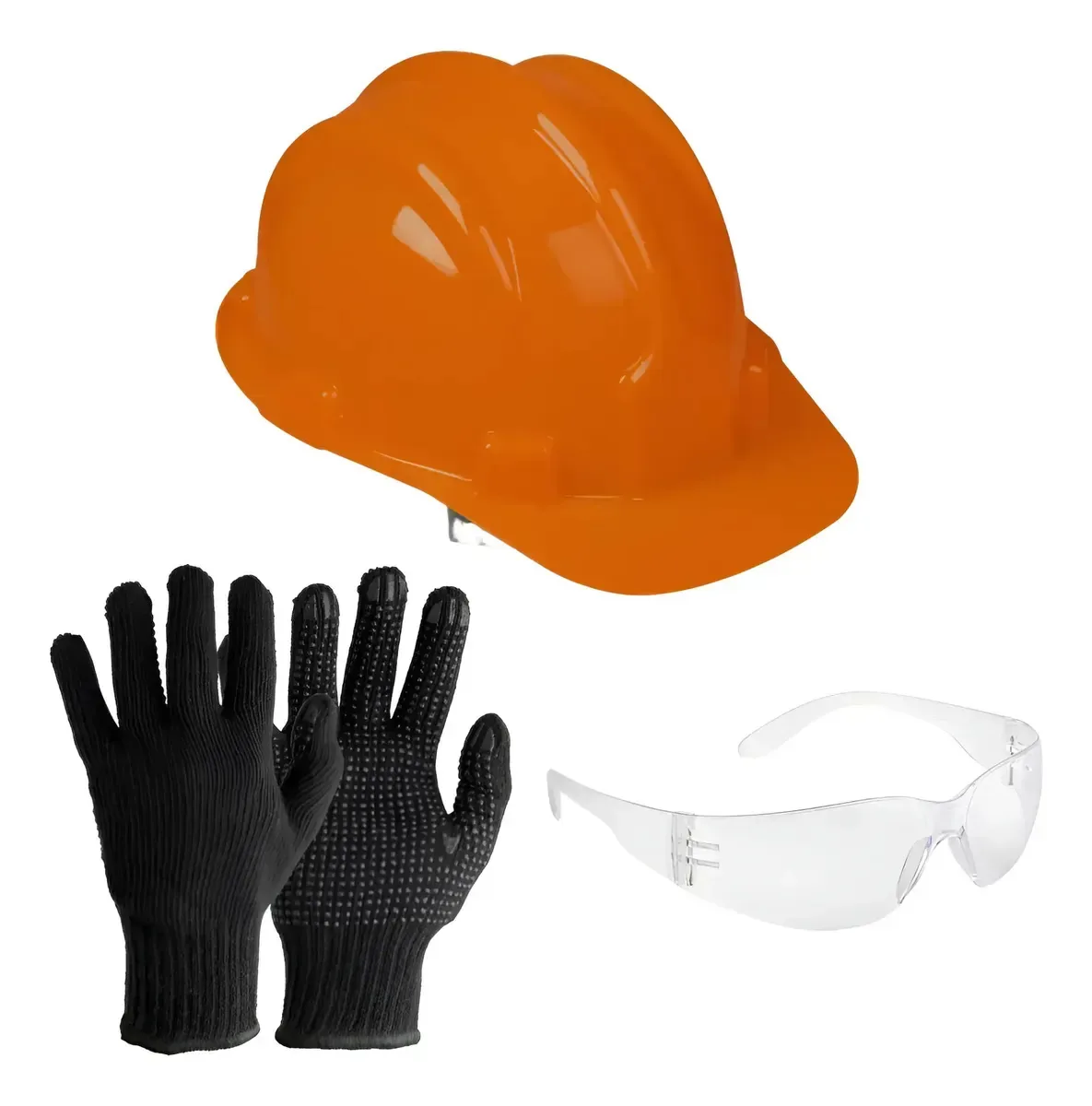 Kit Obra Epi Seguranca Capacete Oculos Luva Pigmentada Laranja