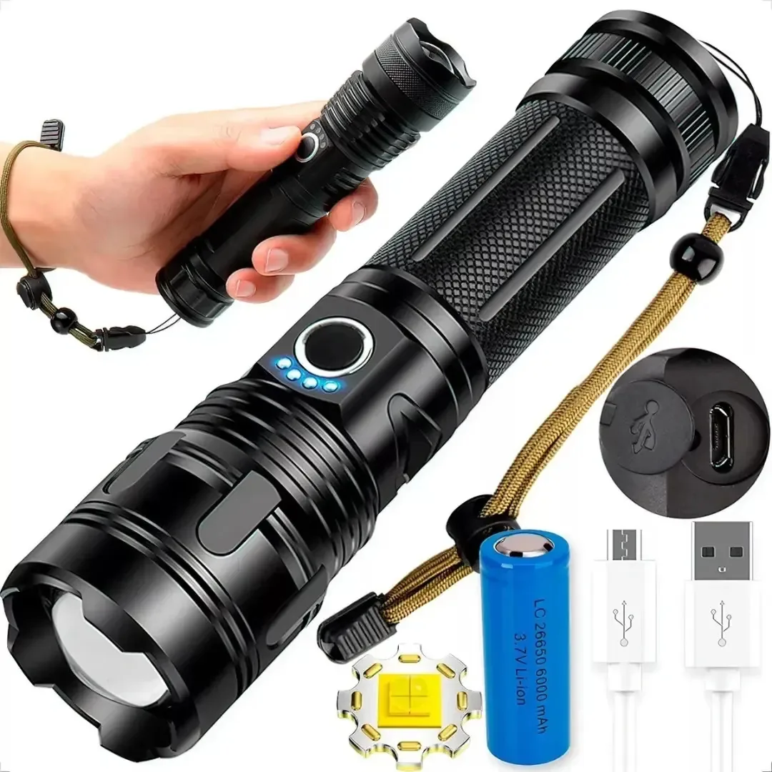 Lanterna táctica recarregável DropMaxi T9 Ultra Potente cor preto luz branco