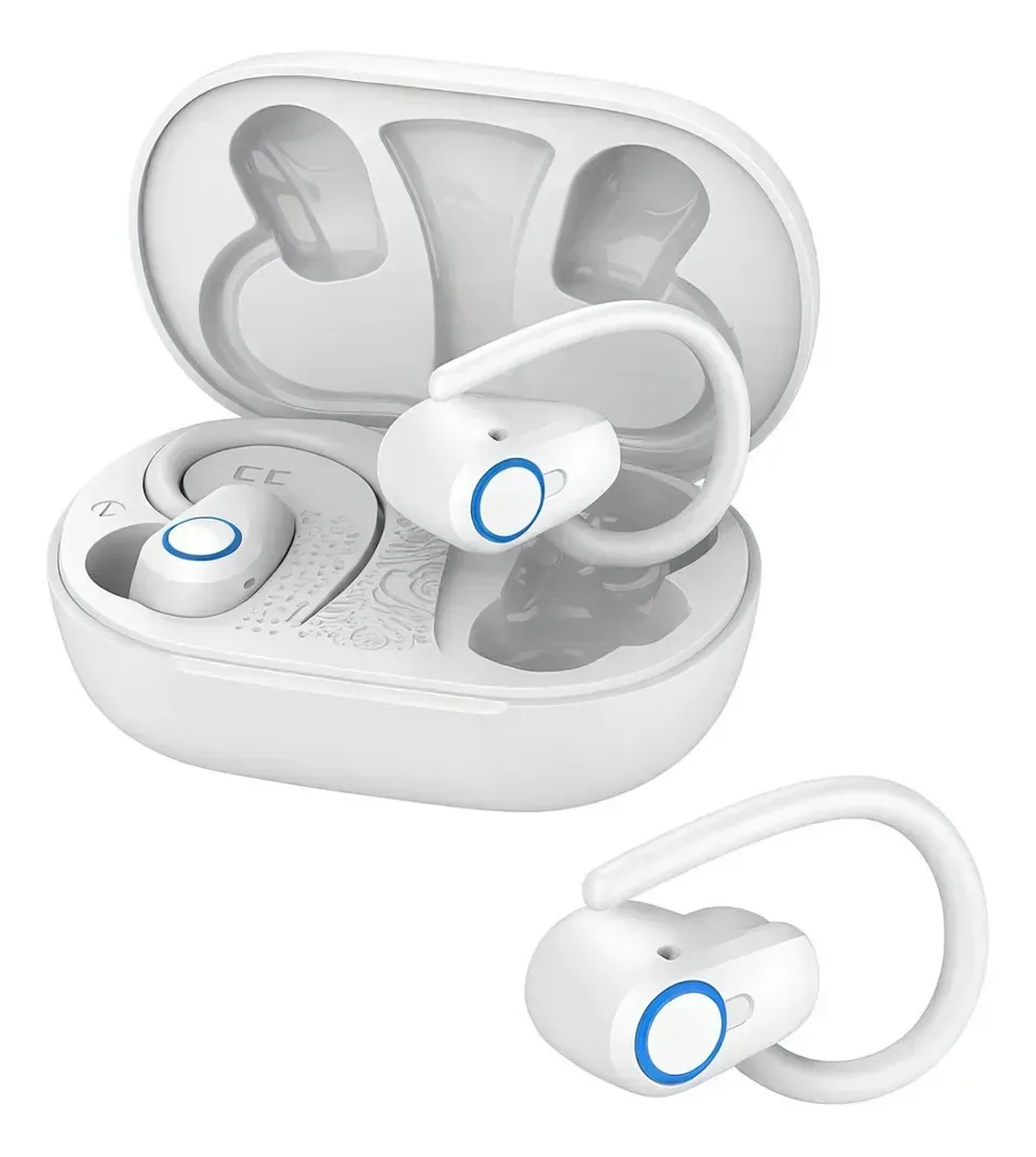 Fone Sem Fio Esportivo Bluetooth Condução Óssea Preto 500mah Branco