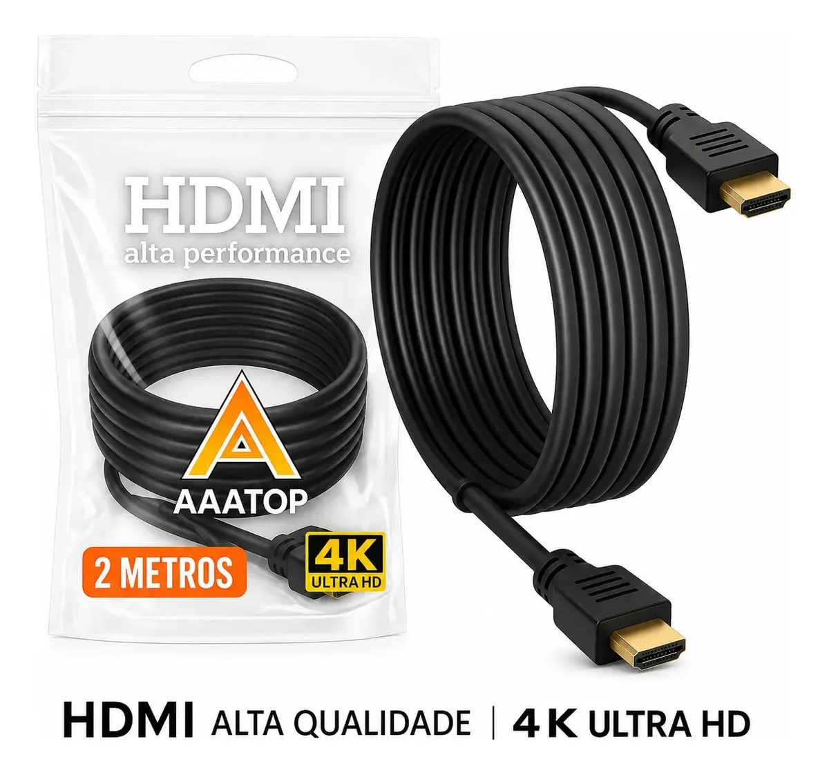 Cabo HDMI 2 Metros 2m HDMI 60Hz cabo de vídeo cabo para TV monitor notebook PC computador videogame PS5 PS4 Xbox projetor Full HD transmissão de áudio e vídeo alta qualidade plug and play HDMI 2.0