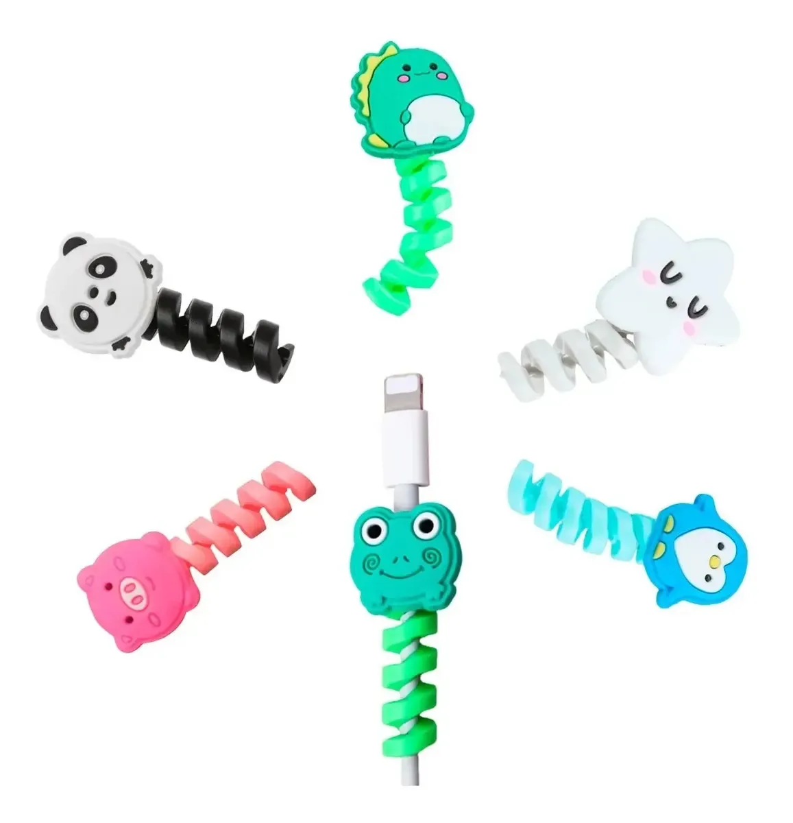 Kit 6 Protetor De Cabo Usb Bichinhos Proteção Fio Celular Bichinhos 6 Unidades