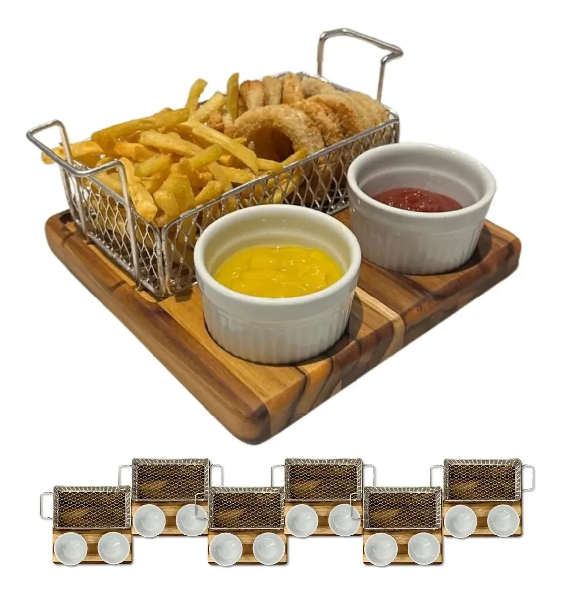 Kit 6 Tábuas Petisqueira Com 6 Cestas Sem Ramekins