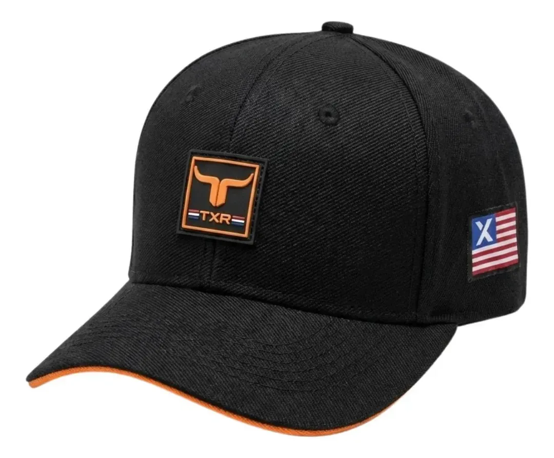 Boné Country Agro Texas Route Aba Curvada Bandeira Ajustável Preto Un Cowboy