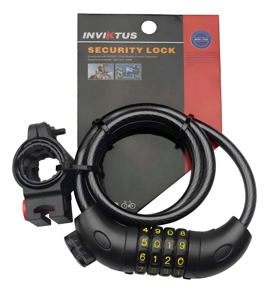 Cadeado Inviktus Espiral Com Suporte e Segredo, Preto