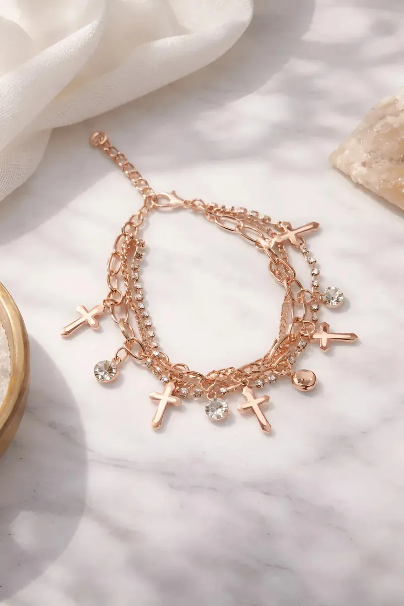 Pulseira Berloque Rose Gold Charm Pingente Acessorios Moda Rosé 6 Cm 23 Cm