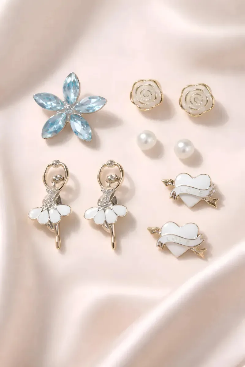 Kit Pingentes Bottons Pins Babuche Modinha Brilhante Fashion Branco
