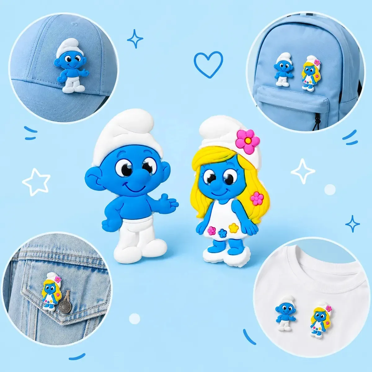Pins Broches Alfinete Os Smurfs Azul Mochilas Roupas Bonés Azul Os Smurfs