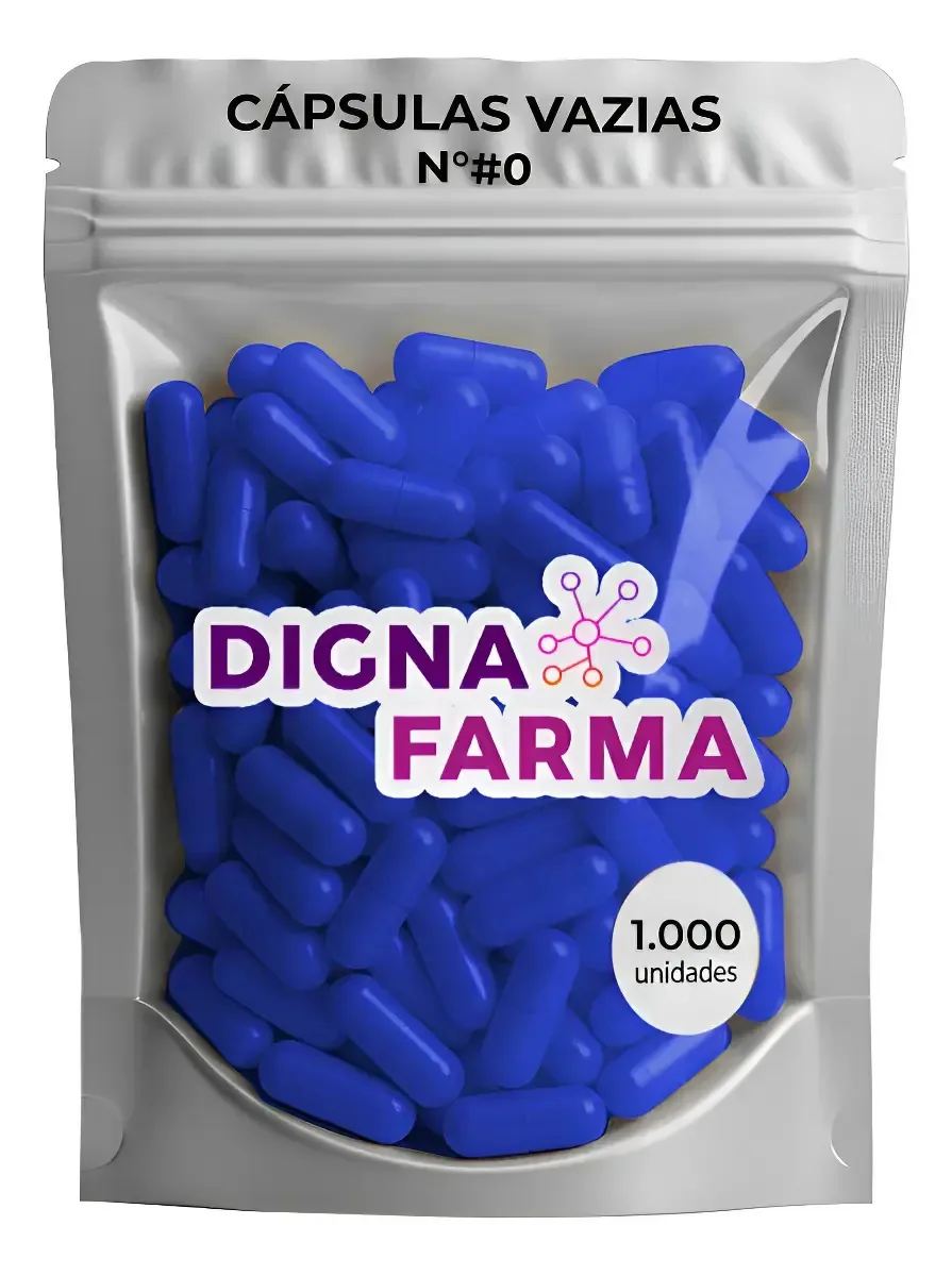 1000 Cápsulas Vazias Gelatinosas Azul Escuro N° 0 (500mg) Azul