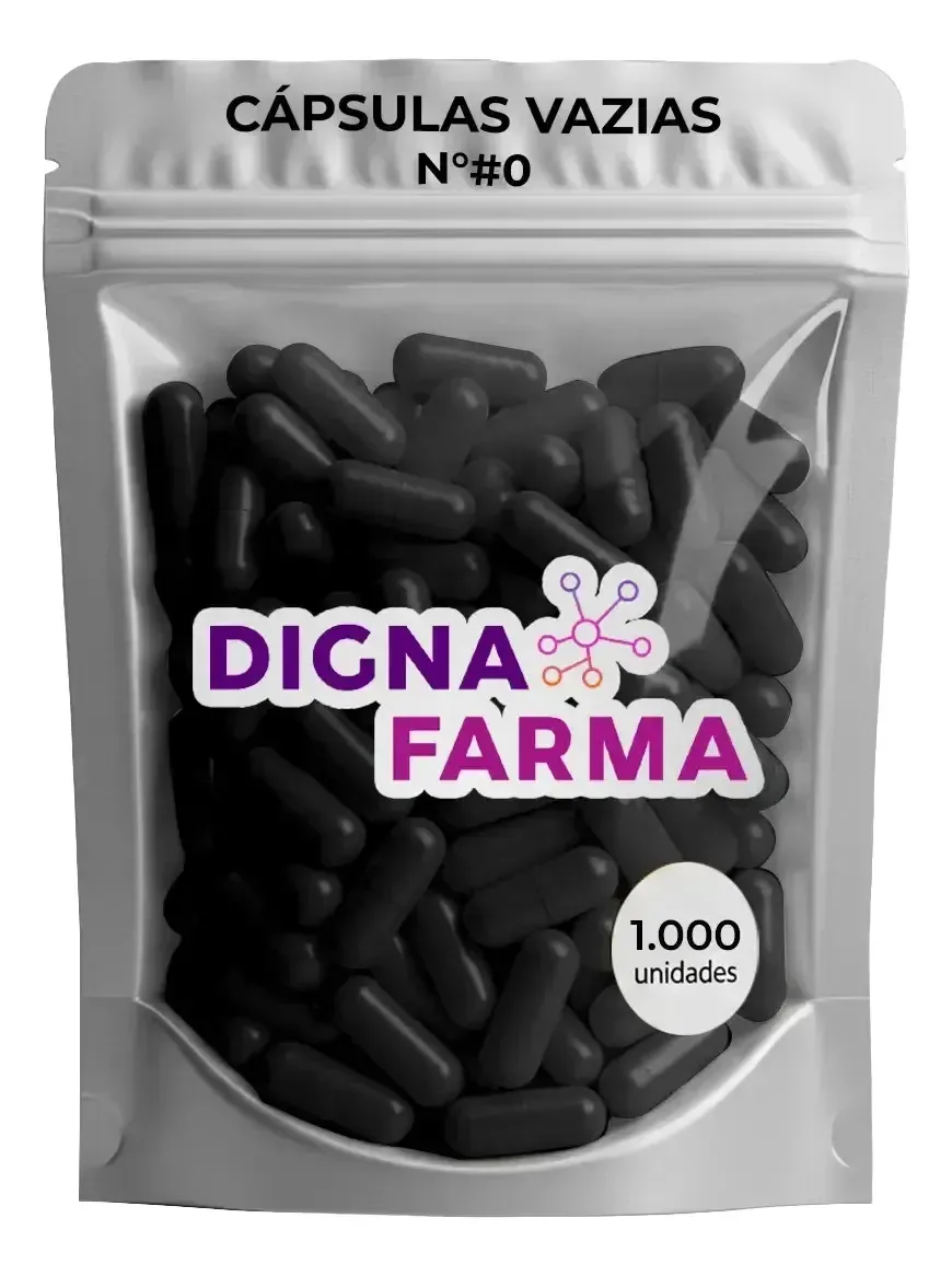 Cápsulas Vazias Digna Farma Gelatinosas Pretas, Tamanho 0, com 1000 Unidades