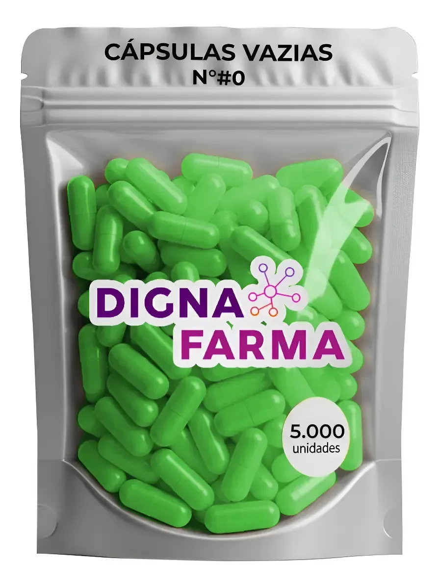 5000 Cápsulas Vazias Gelatinosas Verde N° 0 (500mg) Verde