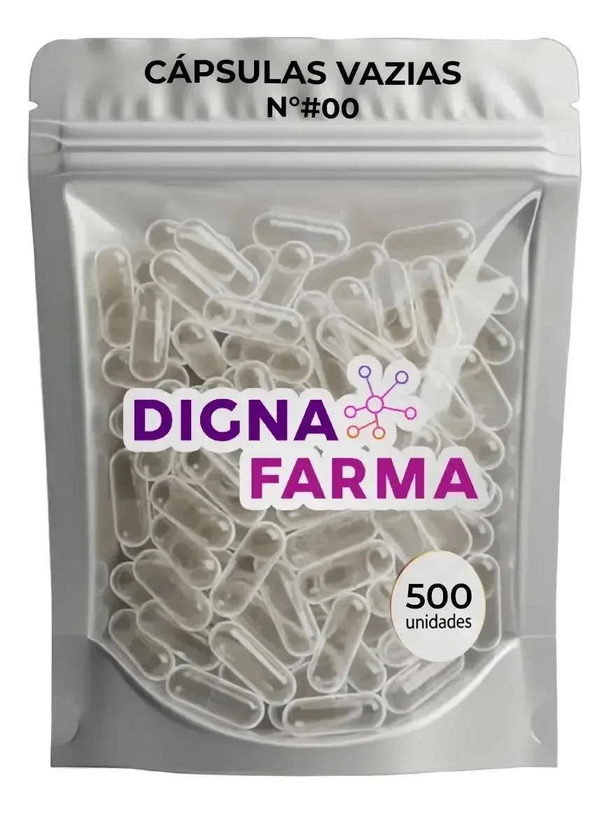 500 Cápsulas Vazias Gelatinosas Incolor N° 00 (1000mg) Incolor / Transparente