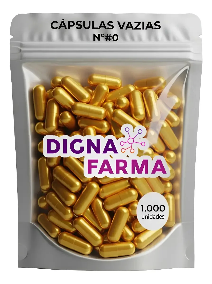 1.000 Cápsulas Vazias De Gelatina Dourada Clara N° 0 (500mg) Dourado