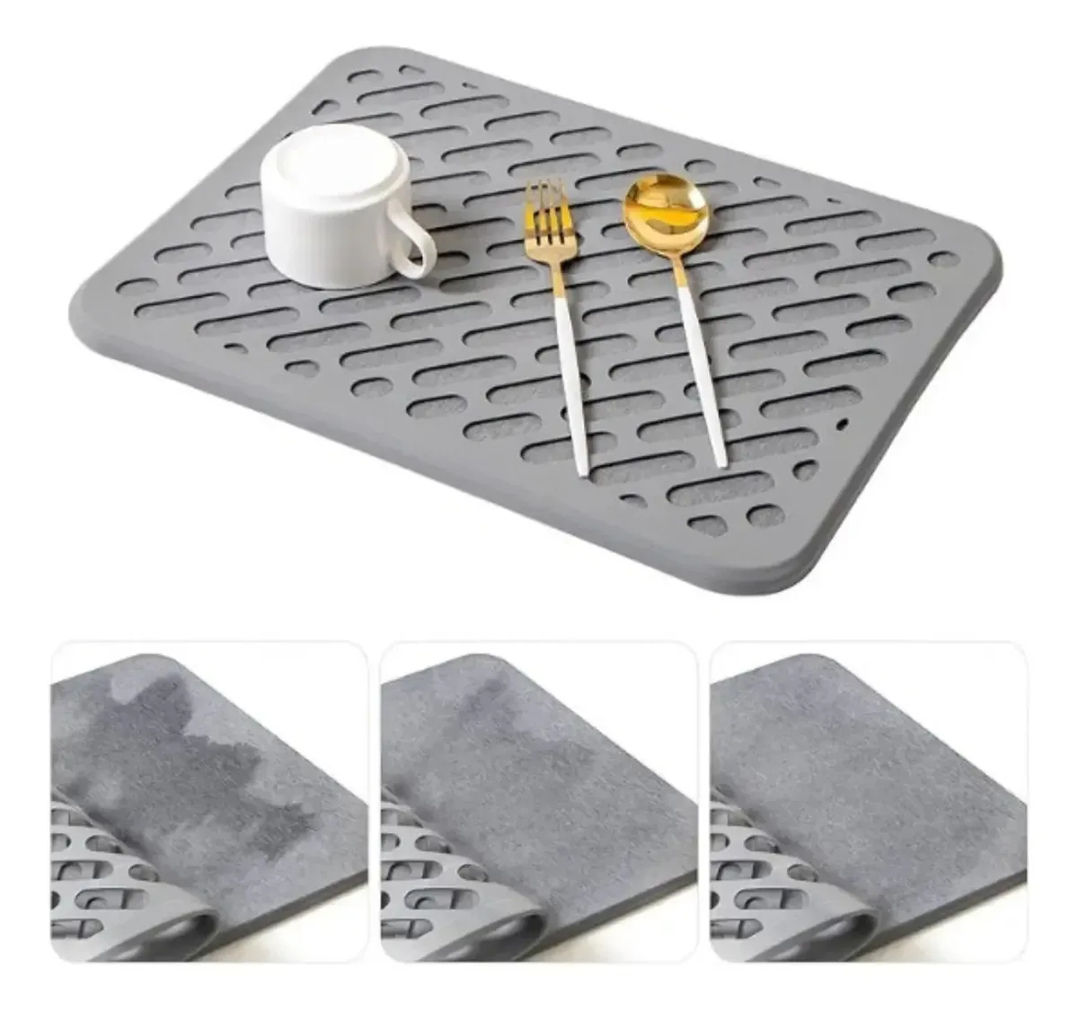 Escorredor Louça Pedra Diatomacea Silicone Absorvente 40cm