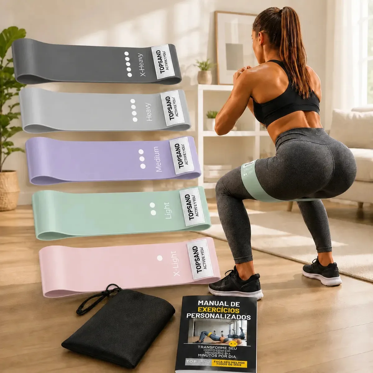 Kit 5 Faixa Elástica Mini Band P/ Treino Exercícios Academia Tons De Pastéis