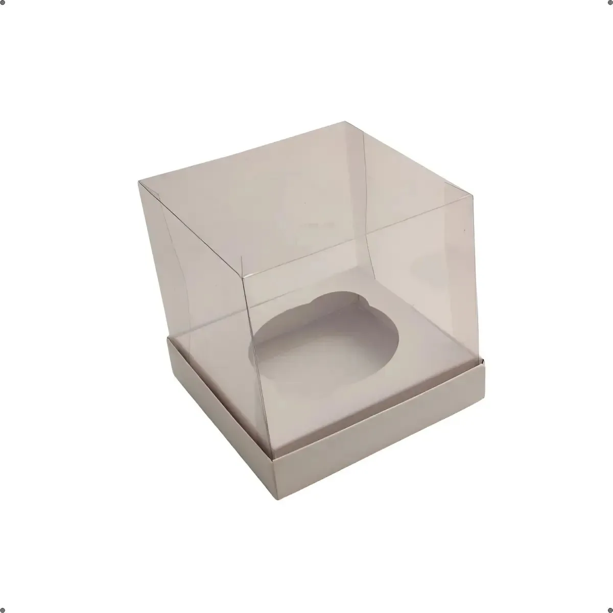 100 Caixas Para 1 Cupcake Com Tampa De Acetato - 9x9x9 Cm Branco