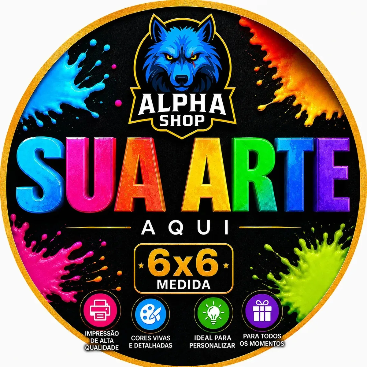 100 Etiquetas Adesivos Rótulos Redondo ou Quadrado Personalizado 6x6cm Branco Para Festas Logos Tubetes Latinhas Caixinhas Copos Batismo Chá De Bebe Aniversario Casamento Chá de Cozinha Noivado Bolos