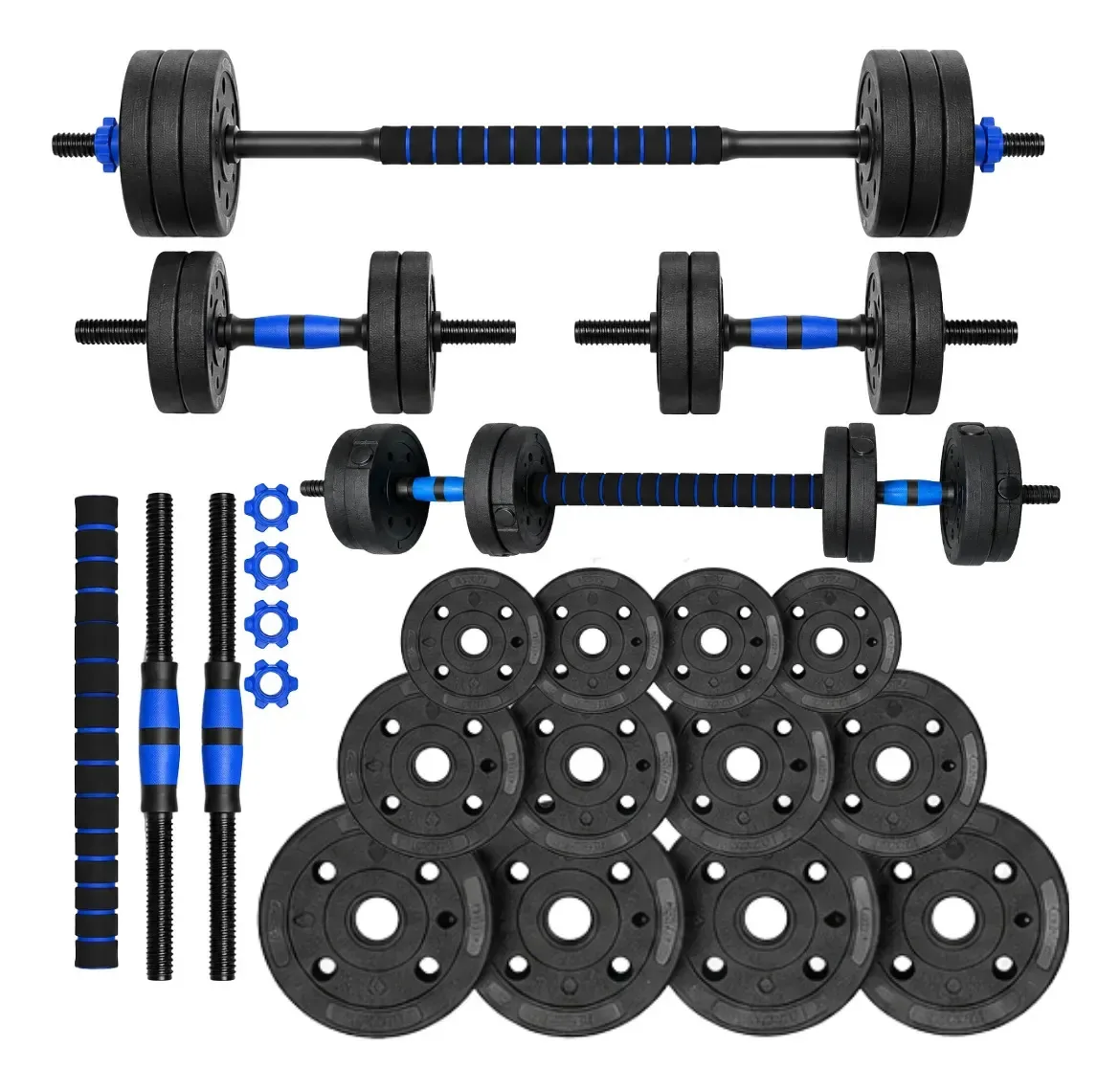 Kit Halteres Ajustável 20kg Barra Anilha Musculação Treino Preto