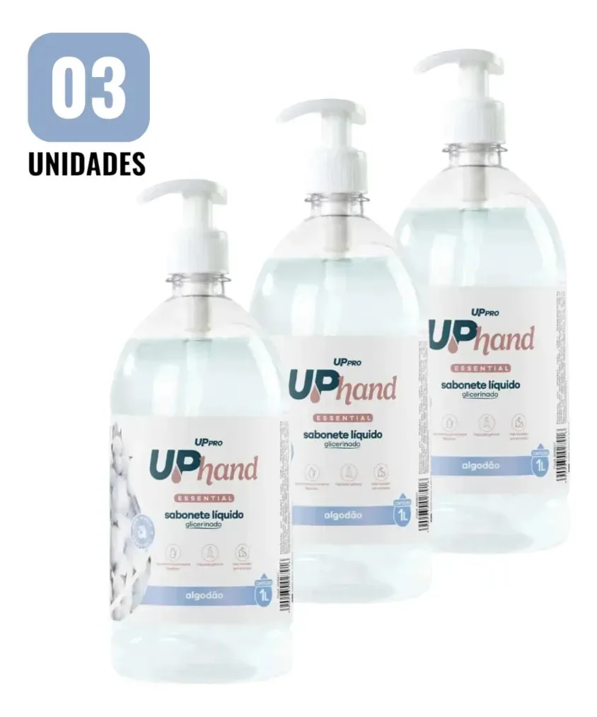 Kit 3 Sabonetes Líquidos Glicerinados 1l Algodão Up Hand