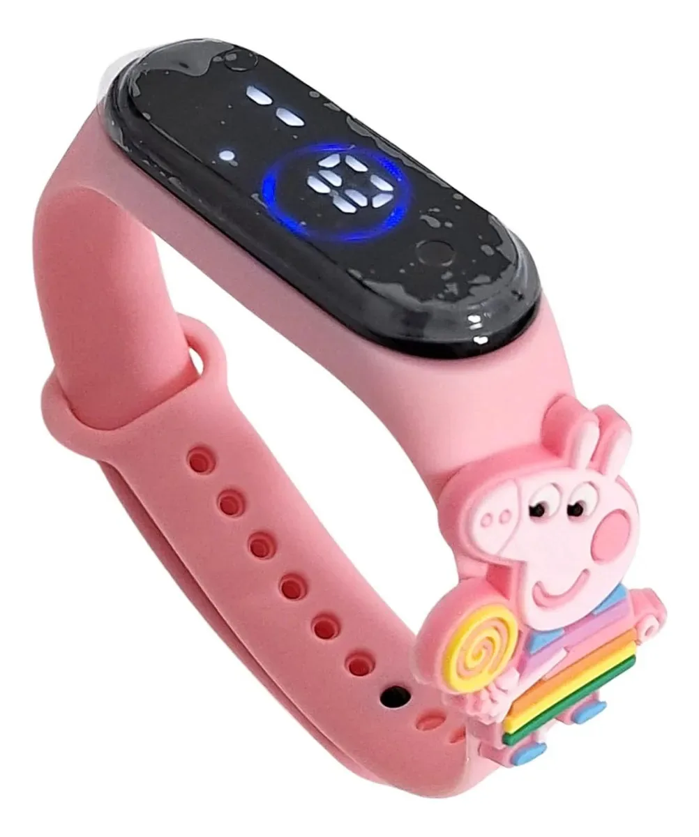 Relogio Digital Infantil Peppa Pig Rosa Resistente Á Àgua Rosa