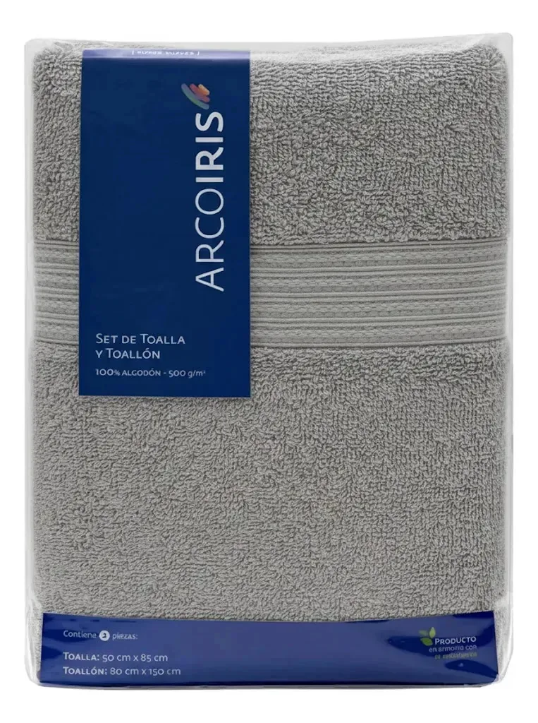 Conjunto de toalhas e toalhas Rainbow 500 gramas, cinza liso