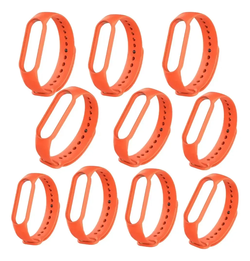 Kit Atacado 10 Pulseiras Para Miband 5 E 6 Premium Cor Laranja