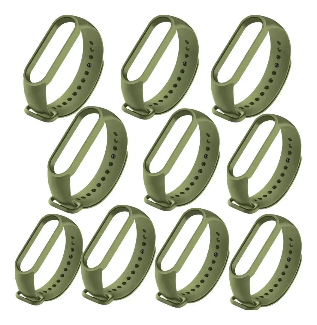 Kit Atacado 10 Pulseiras Para Miband 5 E 6 Premium Cor Verde-musgo