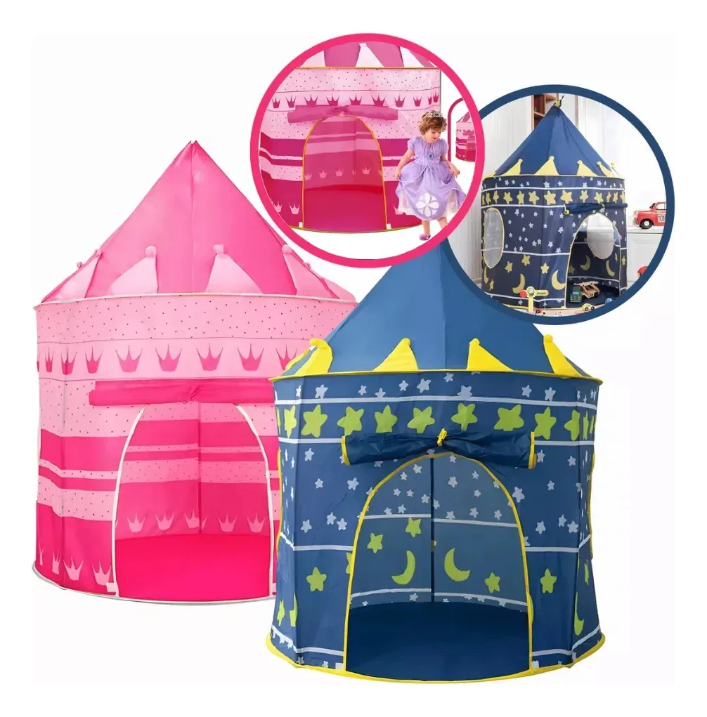 Barraca Infantil Tema Princesa Ventilação Castelo Cavaleiros Azul