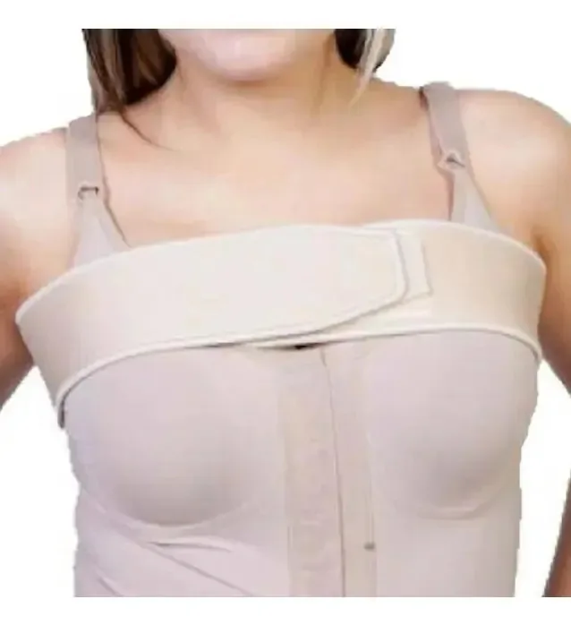 Faixa Elástica Prótese Mamária Cirurgia Plástica Silicone Cor Bege Tamanho Da Prótese P/m