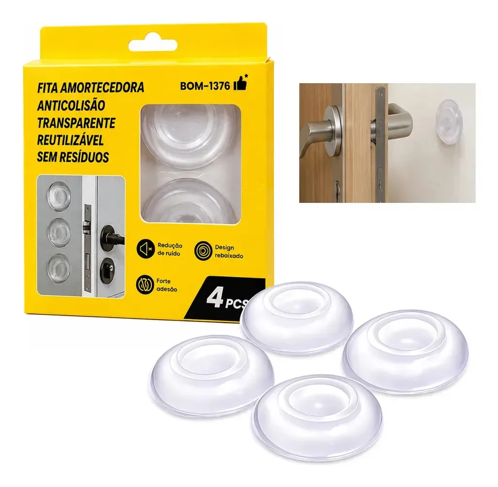 Kit 4 Amortecedores Anticolisão Transparente Autoadesivo Transparente