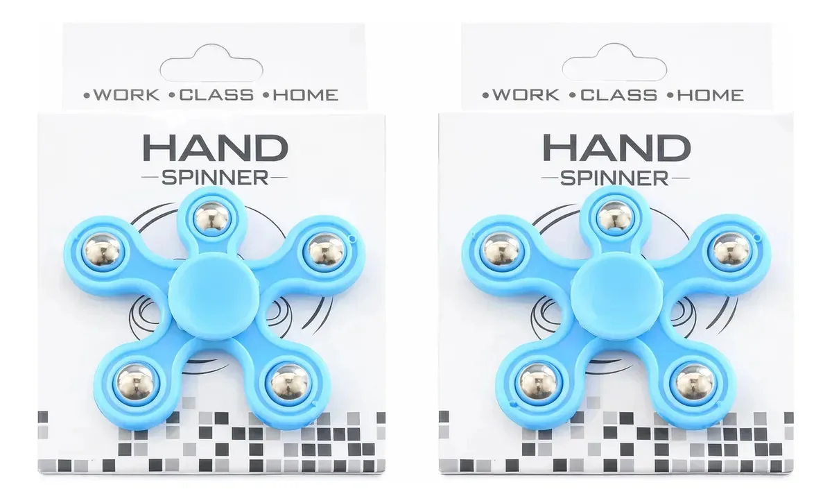 Kit 2 Spinner De Metal Fidget Hand Anti Stresse Festa Azul