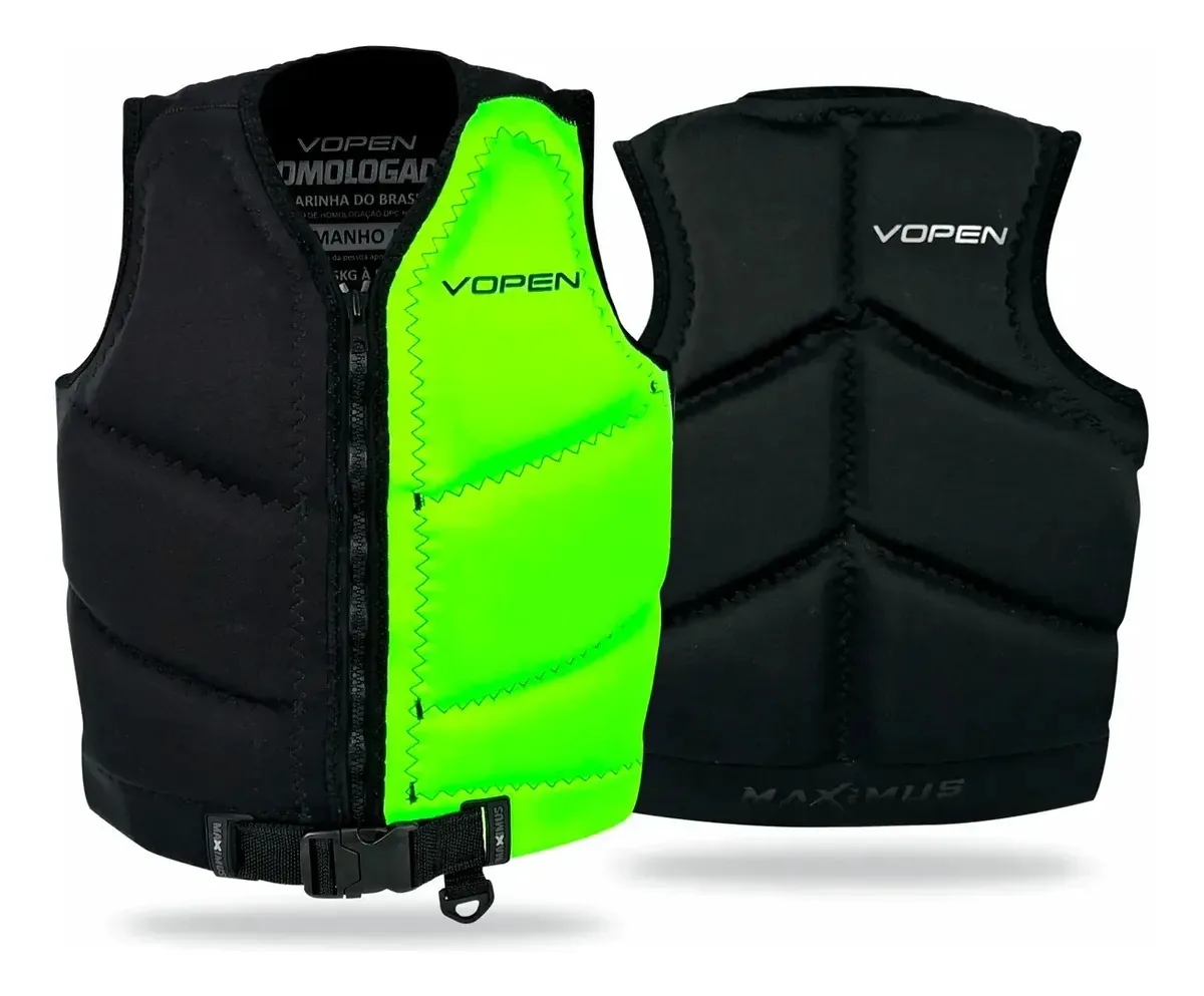 Colete Salva Vidas Neoprene Jet Ski Homologado Maximos Vopen Cor Verde Tamanho EG