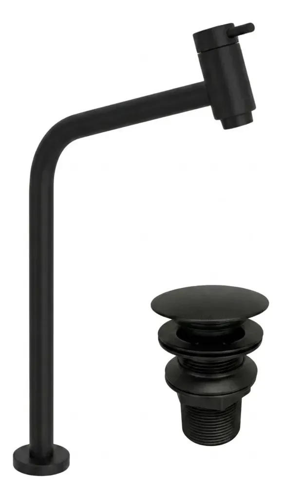Kit Torneira Link + Válvula Click Lopazzi P/ Lavabo Banheiro Preto